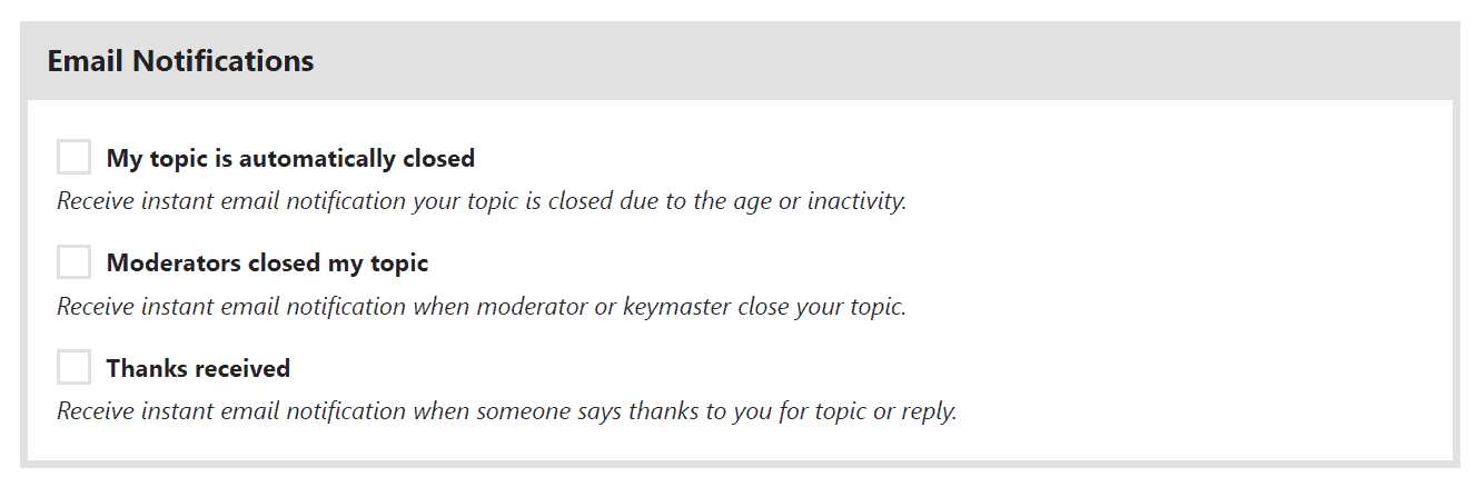 User Settings